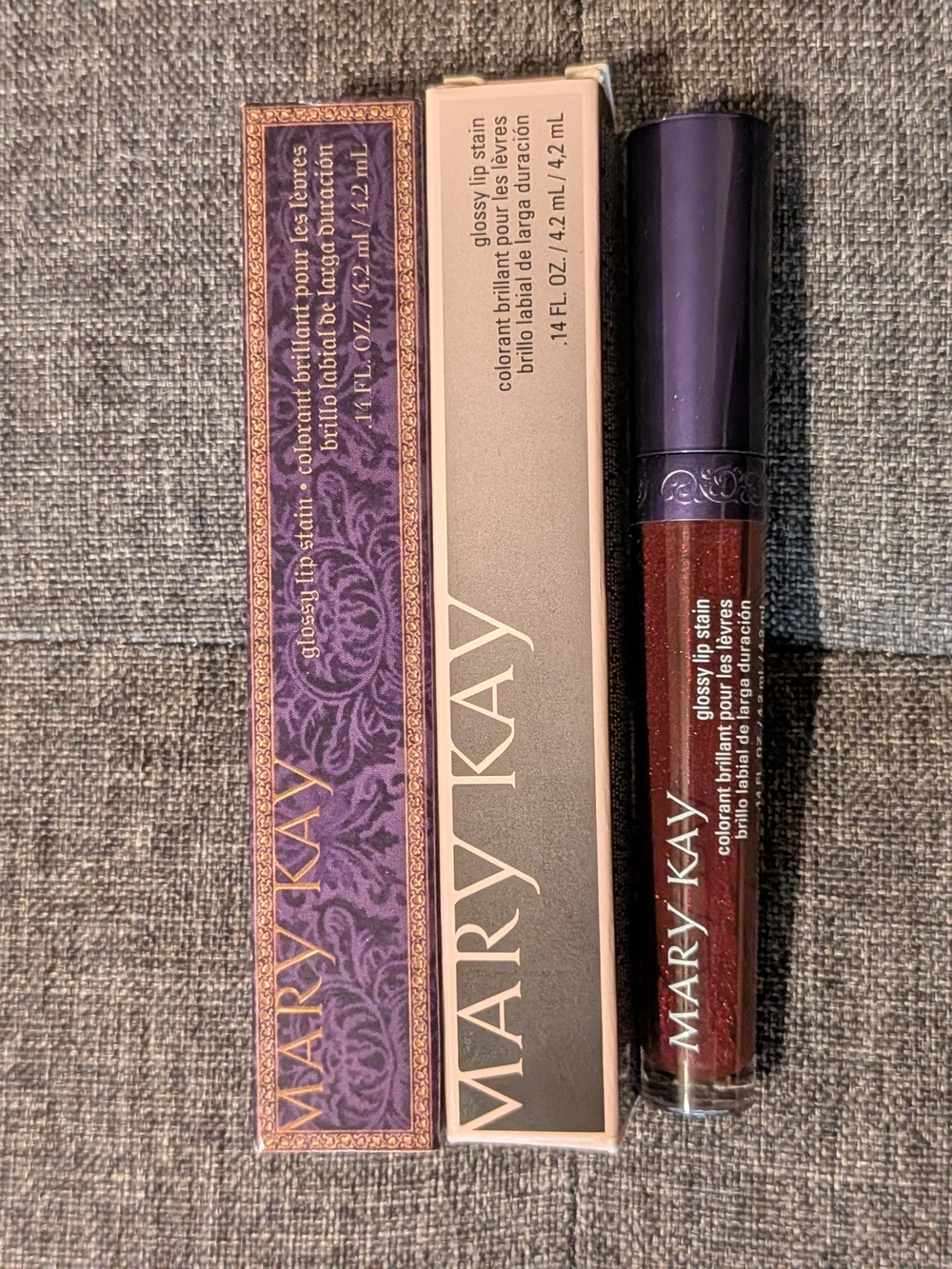 Mary Kay Discontinued Glossy Lip Stain in Deep Red Sparkly Shade Mulberry Forest